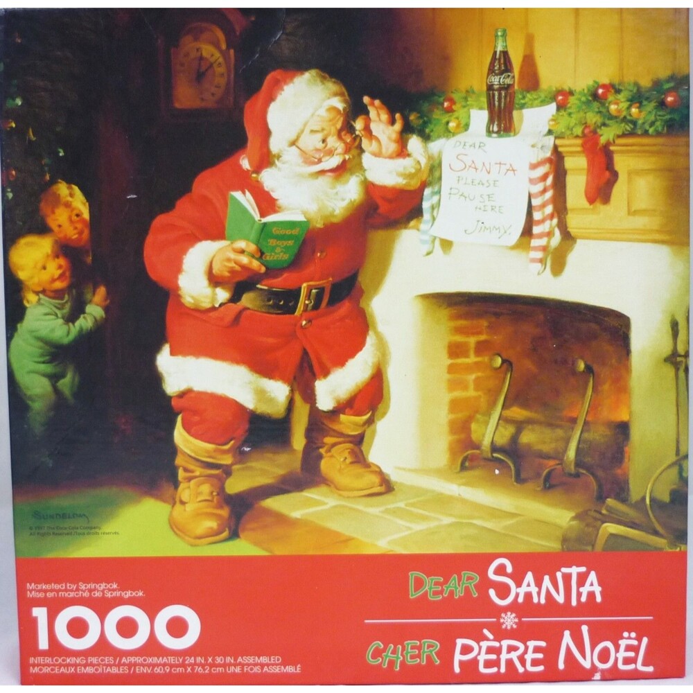 Christmas Coca Cola Dear Santa Springbok 1000 Piece Puzzle Large 24" x 30"